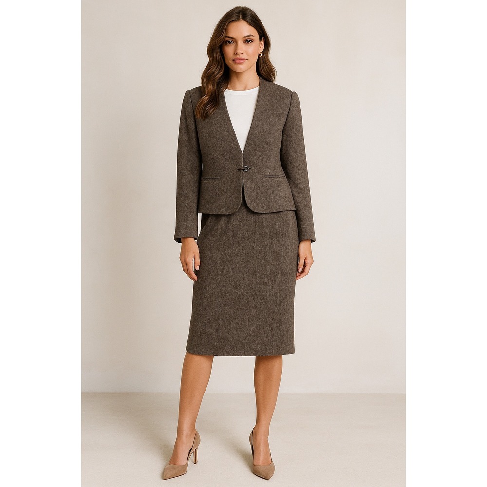 Acquisition Skirt Suit Womens 11/12 Green Wool Tweed Jacket Preppy‎ Classic VTG